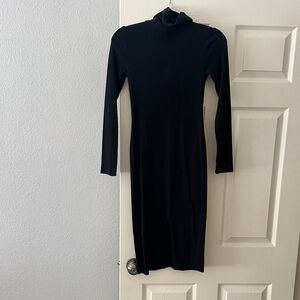 wild fable Black Midi Turtleneck Long Sleeve Dress